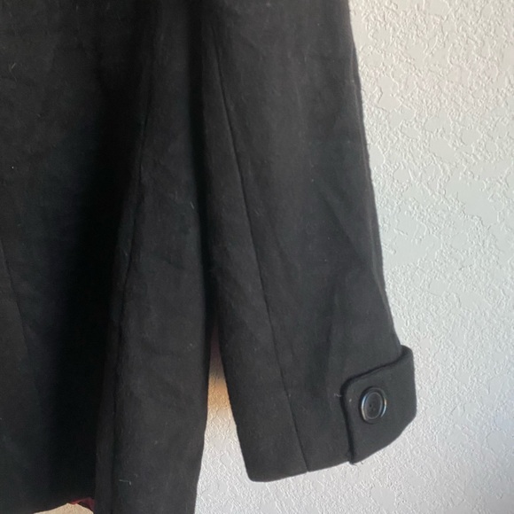 Vtg Fabio Wool Elegant Black Double-Breasted Black Peacoat Office Siren Coat L - Picture 16 of 16